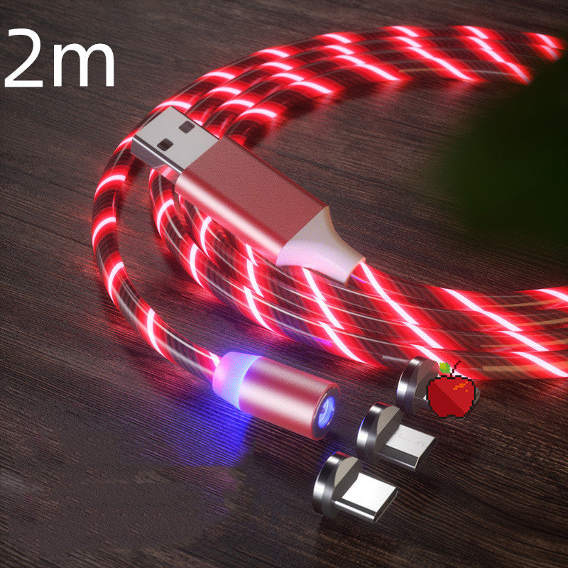 Magnetisk laddningskabel Streamer Snabbladdningskabel Belysning Micro USB-kabel LED Magnetladdare Type-C-kabel