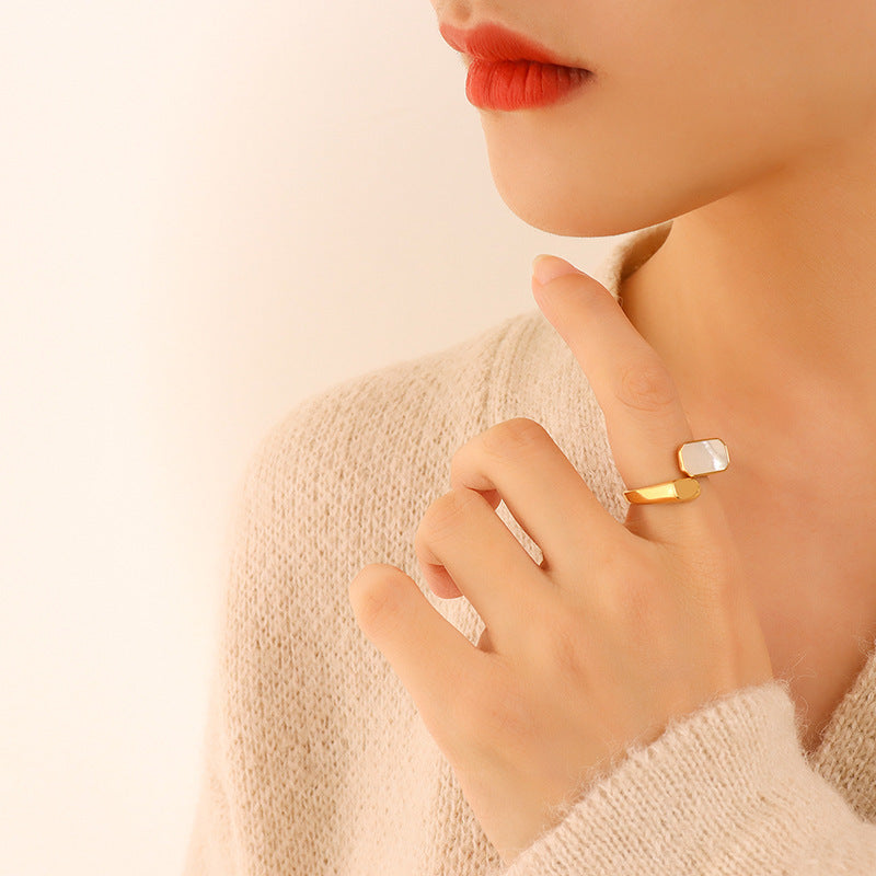 Bague Coquillage Blanc Mode Vintage