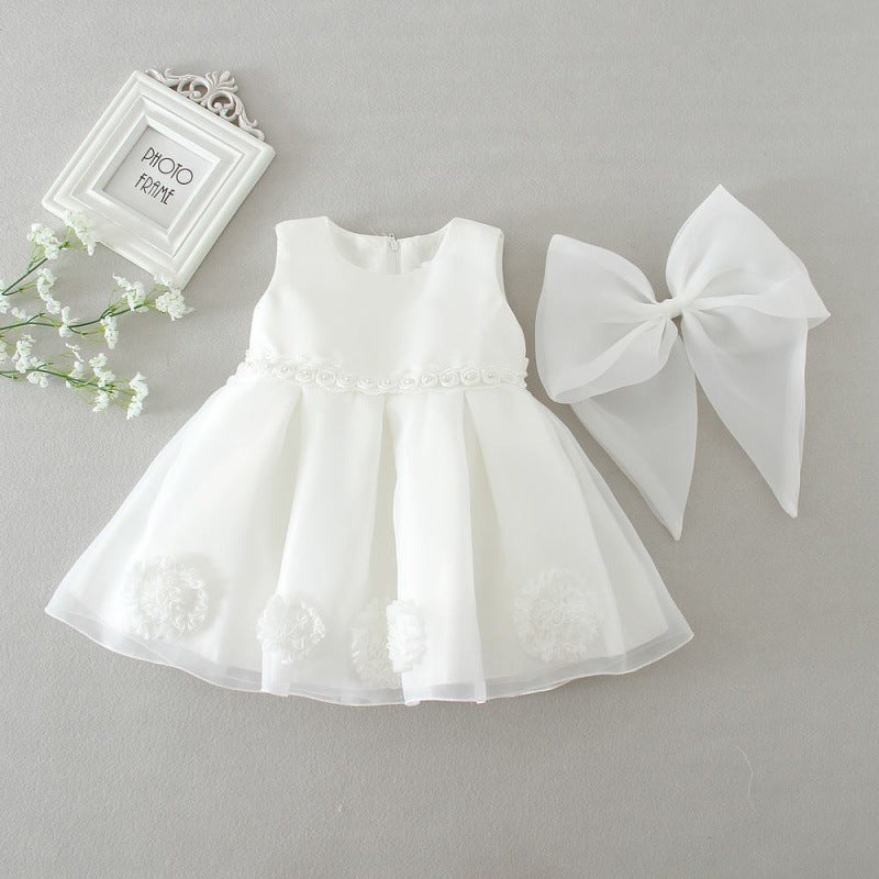 Prinsessklänning Barn Prinsessklänning Tutu Kjol Ettåring Baby Flicka Klänning Blomflicka