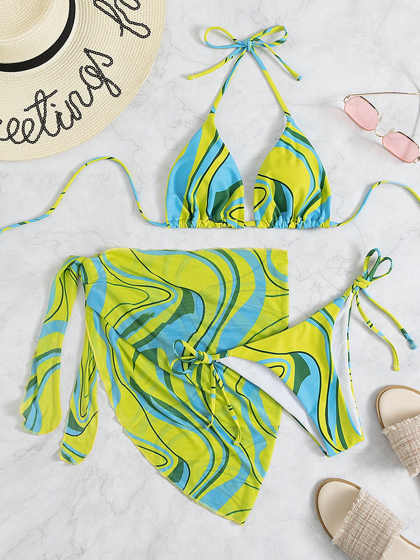 Dam Halter Backless Beach Bikini Tredelad