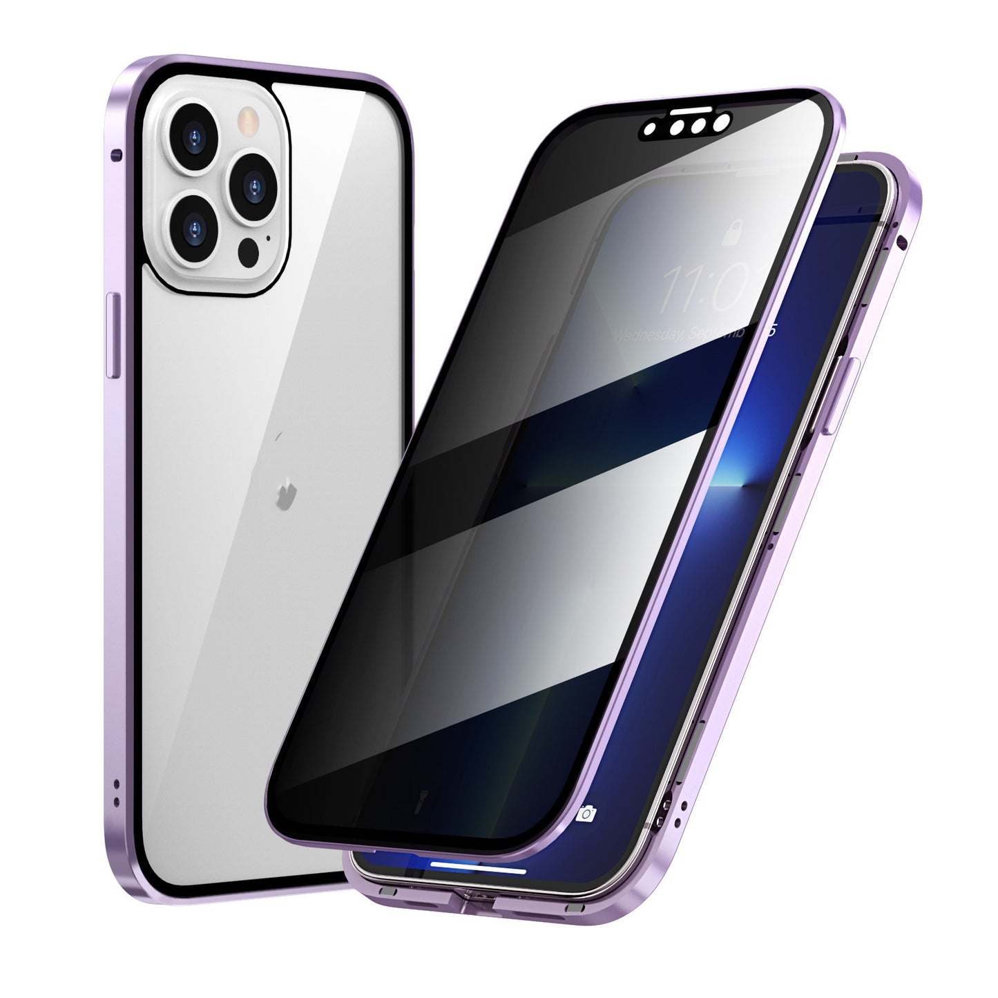 Étui de téléphone Magneto résistant à la confidentialité, cadre en métal double face