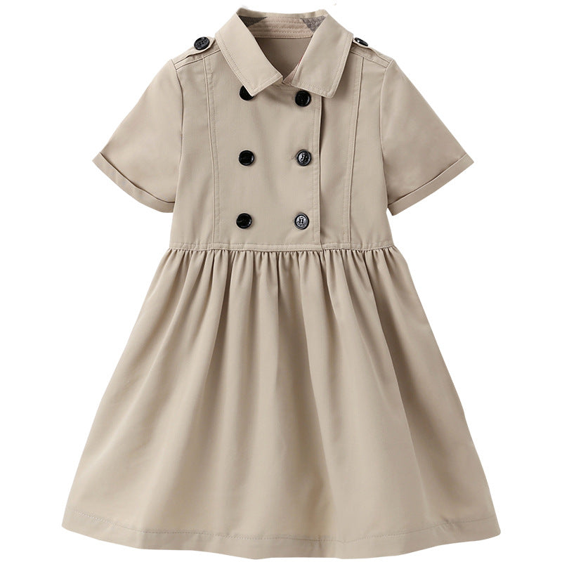 Vêtements d'été pour enfants Beige Style coréen chemise pour enfants robe pour filles robe pour enfants moyenne et grande chemise pour enfants