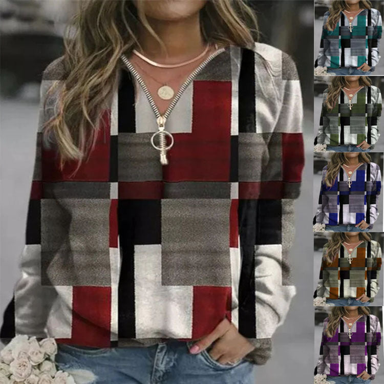 Stylish Women's Tops - Checkered Sweaters & Fleece Jackets