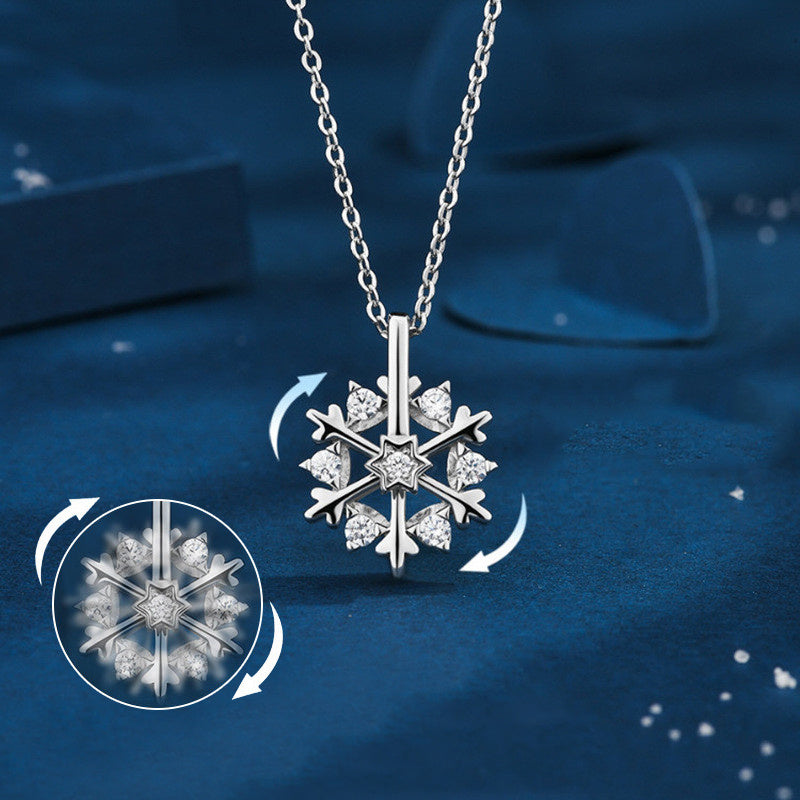 Roterbart 925 Silver Snowflake Halsband Kvinnor Lyx Nisch Design Glänsande Strasssmycken Höst och vinter Födelsedagspresent till vänner