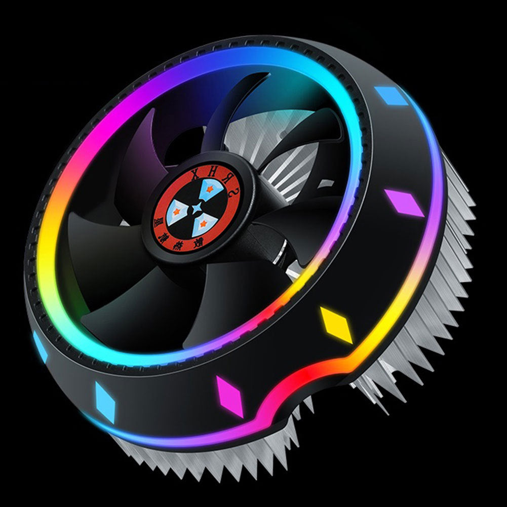 Tyst RGB LED Luft CPU Kylfläkt Stationär Dator Kylfläns Radiato Färgglad Kylning För 115X AMD
