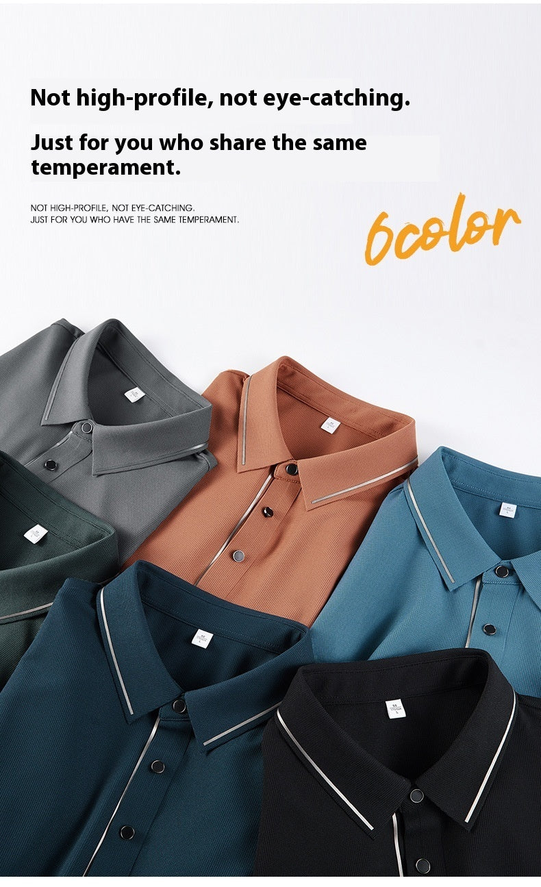 Men's Light Luxury High-end Ice Silk Seamless Polo Shirt Trousers Sports Leisure Suit