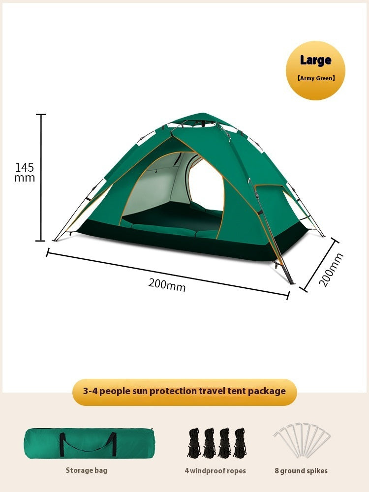Summer Outdoor Camping 3-4 People Oxford Cloth Camping Tent