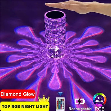 Lampe de table en cristal rechargeable en diamant, veilleuse LED en forme de larme, lampe de chevet, 3 et 16 couleurs, lampe tactile pour la décoration de la chambre à coucher