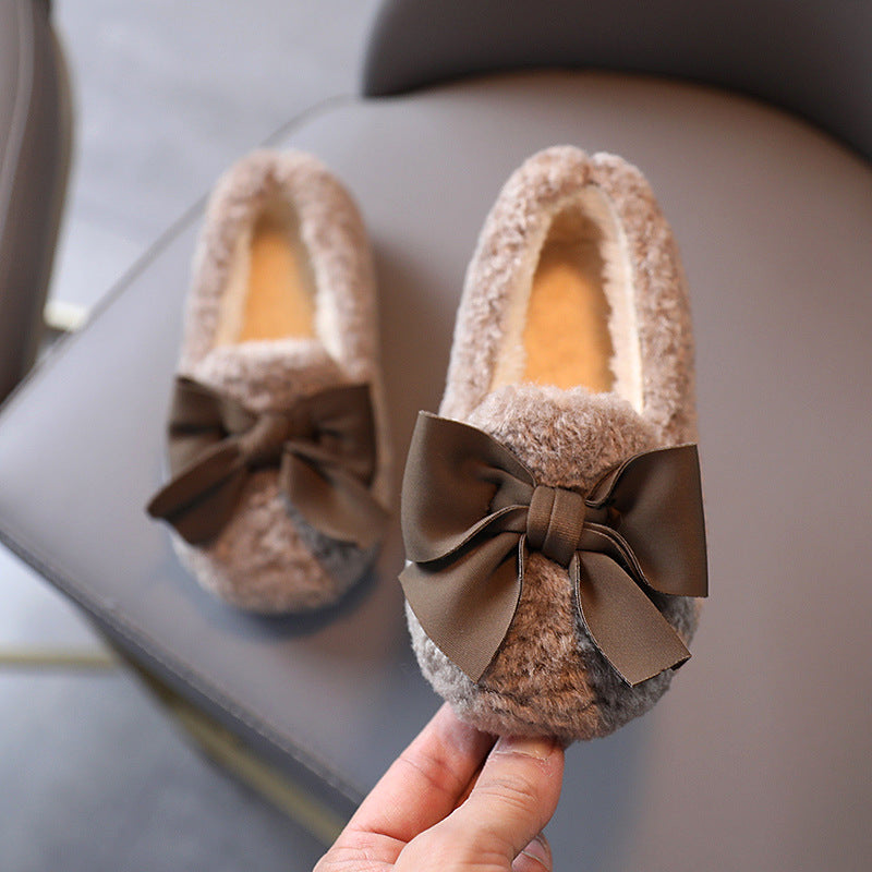 Chaussures isolées en coton rembourré pour enfants, chaussures en fourrure pour filles