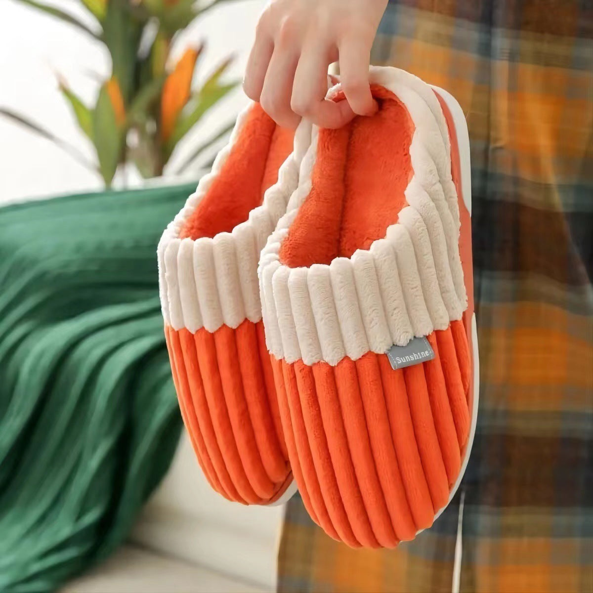 Unisex Winter Corduroy Slippers - Couples Bedroom Shoes - Winter Collection