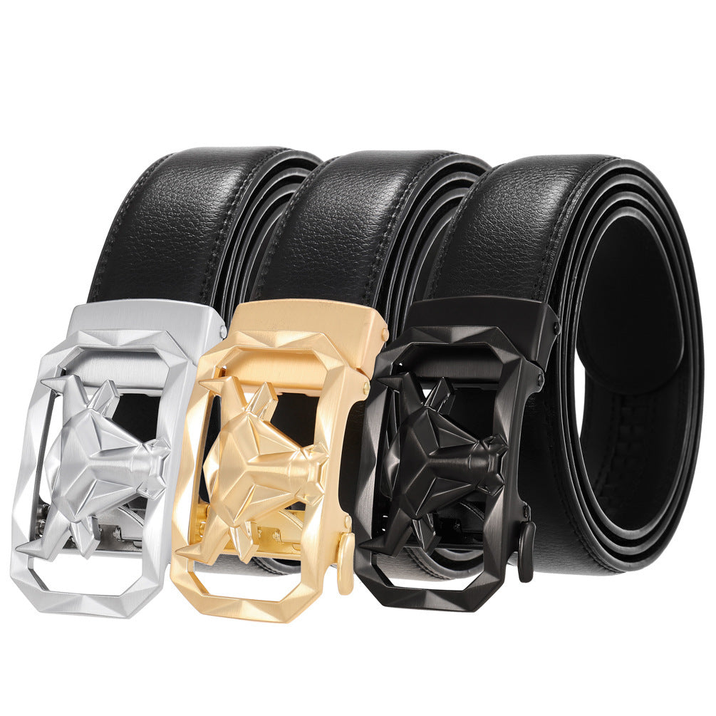 Men's Fashion Leather Belt Alloy Automatic Buckle - Style Versatility