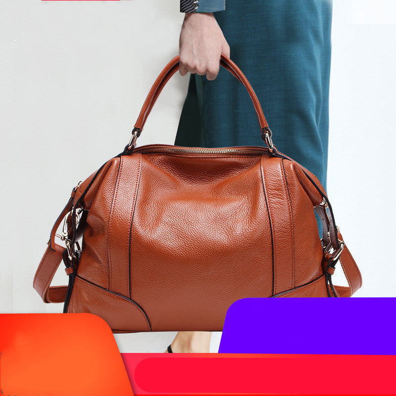 Premium Full-Grain Leather Tote - European Craftsmanship Cowhide Bag for Ladies