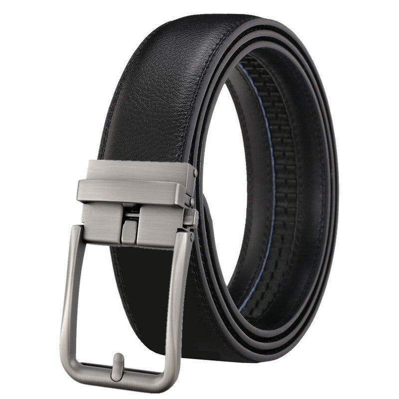 Men's Leather Automatic Buckle Simple Hollow Design Belt - Architectural Elegance
