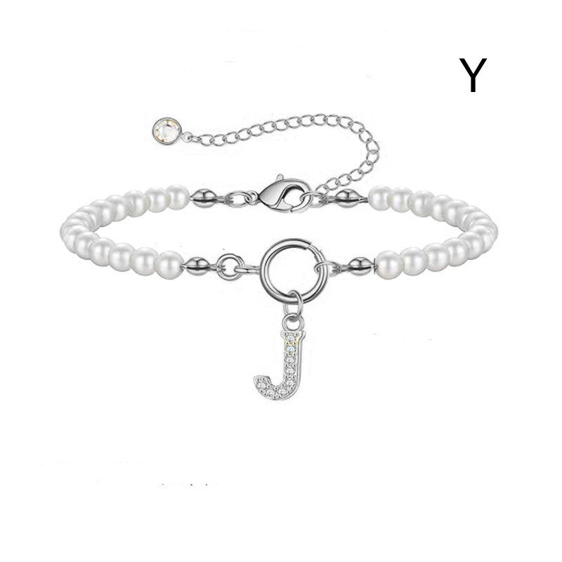 2024 Nytt Mode Toggle Lock Initial Armband Kvinnor AZ Bokstav Hänge 6mm Pärlarmband För Kvinnor Smycken Gåva