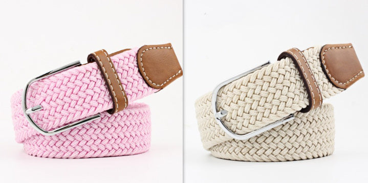 Women's Canvas Student Casual Stretch Braided Needle Buckle Belt - Youthful Confidence