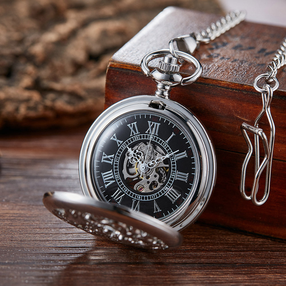 Hollow Relief Mechanical Large Pocket Watch - Sophisticated Precise Timeless Elegant Readable Statement