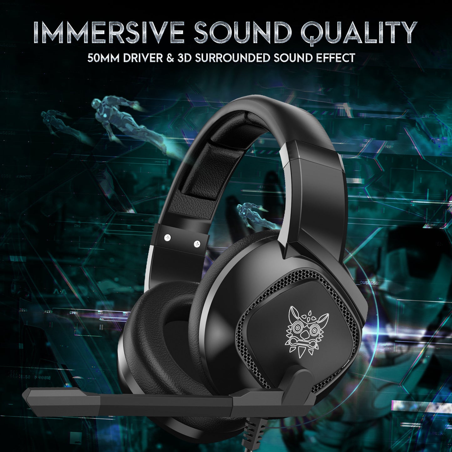 Casque d'écoute filaire avec caisson de basses et lumière RVB