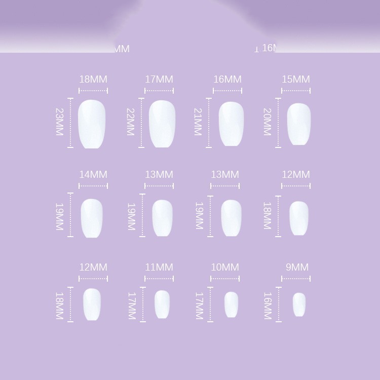 Ice Glitter Short Ballet Press-On Nails - JP921 Design | 24 Pieces Set