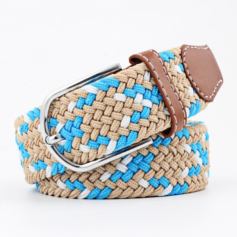 Women's Canvas Student Casual Stretch Braided Needle Buckle Belt - Youthful Confidence