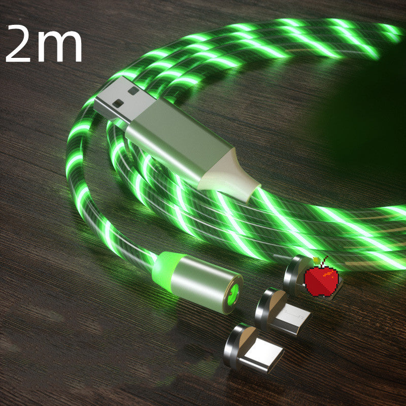 Magnetisk laddningskabel Streamer Snabbladdningskabel Belysning Micro USB-kabel LED Magnetladdare Type-C-kabel