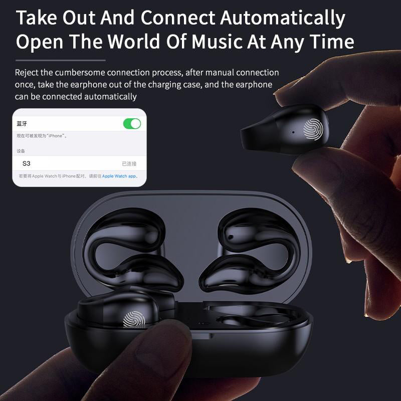 Öronklämma Benledningshörlurar Bluetooth-kompatibla 5.2 HIFI Trådlösa Hörlurar Touch Handsfree Sport Brusreducerande Headset Med Mikrofon
