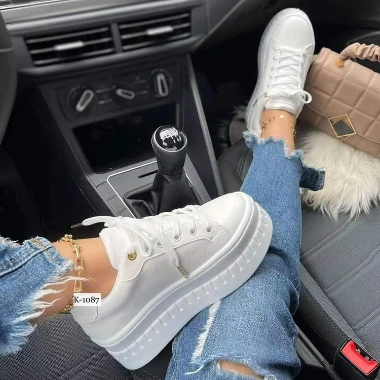 Women's Chunky Heel Lace-Up Ankle Boot Sneakers