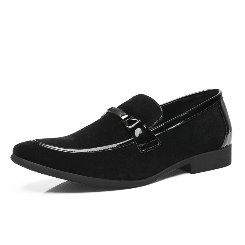 New Men's Business Formal Leisure Slip On Korean Style Black Plus Size Classic British Fashion Wedding Leather Shoes Men