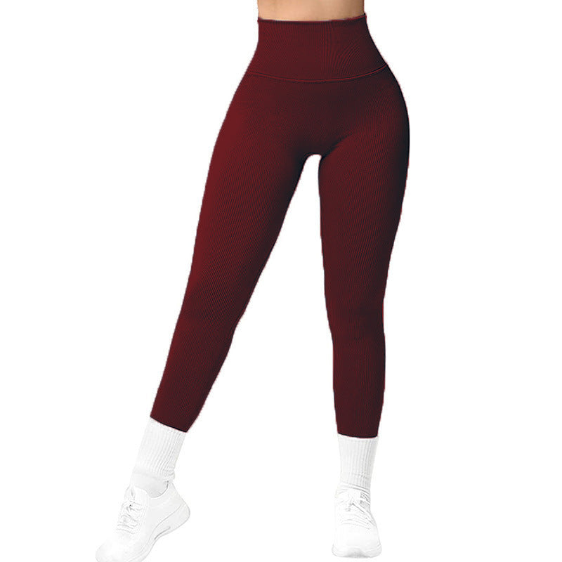 Taille haute Leggings sans couture fileté tricoté pantalons de Fitness solide femmes minceur Sport pantalons de Yoga élastique course Sport Leggings