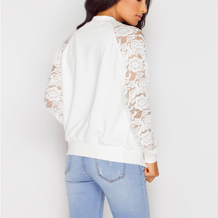 Blouson Bomber Femme Avec Dentelle