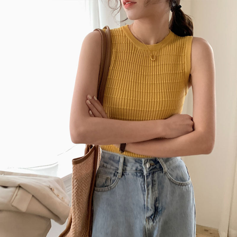 Camisole stickad botten ärmlös för kvinnor