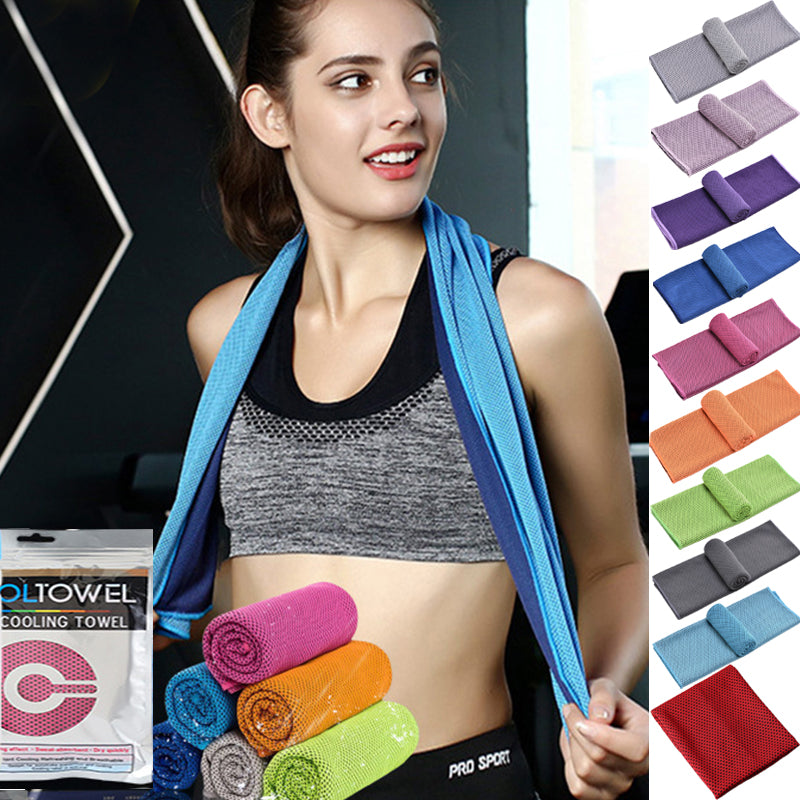 Professional Sports Quick-Drying Cooling Towel - Microfiber Spandex Blend (30x100cm, Chemical-Free Physical Cooling)
