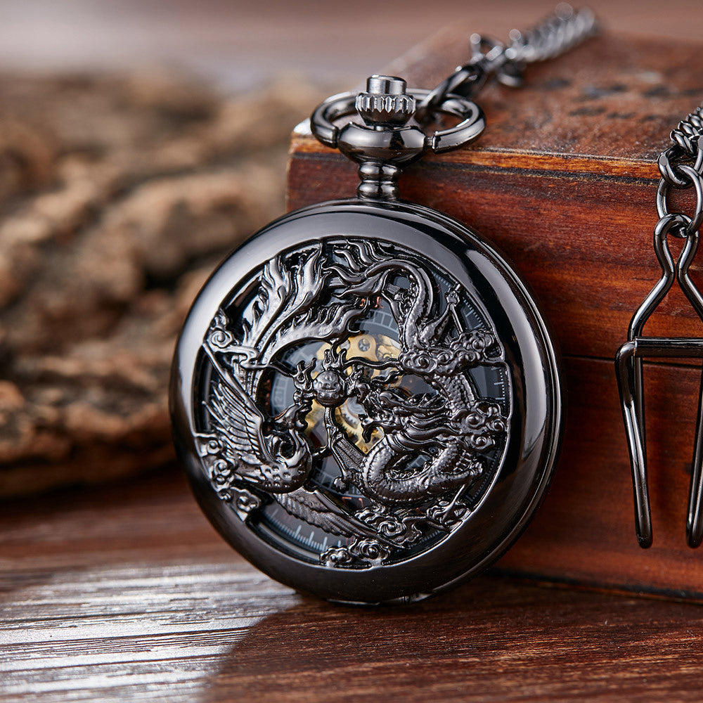 Hollow Relief Mechanical Large Pocket Watch - Sophisticated Precise Timeless Elegant Readable Statement