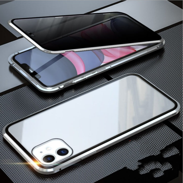Dubbelsidigt magnetiskt mobiltelefonskal i glas utan peep-funktion