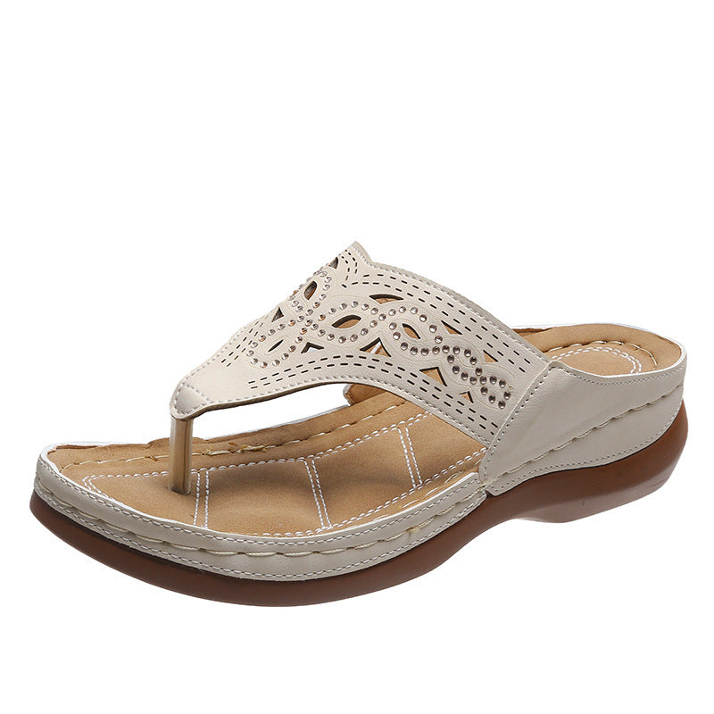 Women's Rhinestone Clip Toe Wedge Sandals