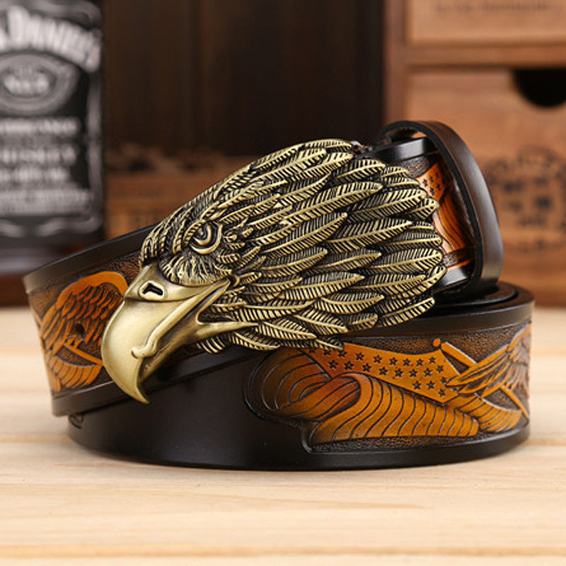 Men's Fashion Cowhide Eagle Head Leisure Belt - Majestic Power