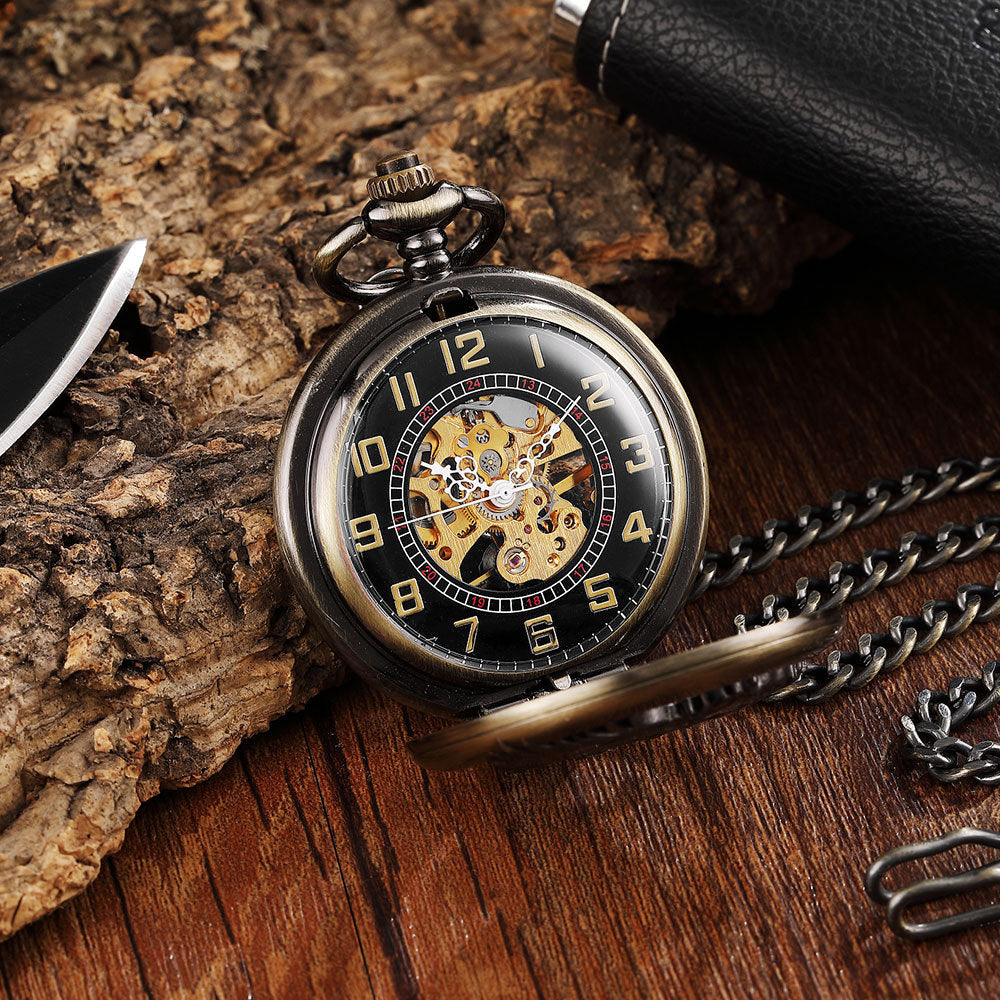 Flip Mechanical Pocket Retro Necklace Watch - Nostalgic Modern Sleek Elegant Versatile Sophisticated Exquisite