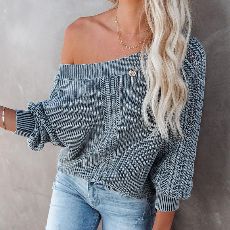 Luxurious Loose V-neck Lantern Sleeve Sweater