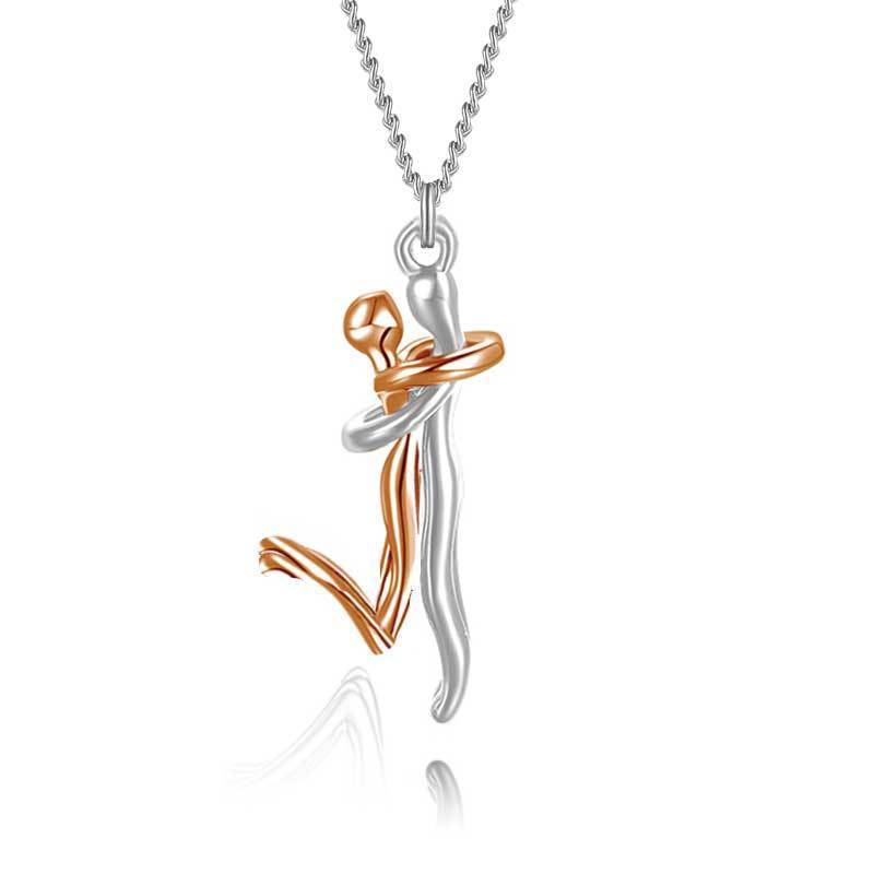 18K Kärlek Kram Halsband Par Årsdag Alla hjärtans dag Gåva Mode Enkelt Temperament Nyckelbenskedja Hänge Halsband
