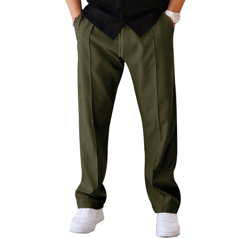 Herrbyxor Sport Casual Lösa Raka Byxor Med Dragsko Design Kläder