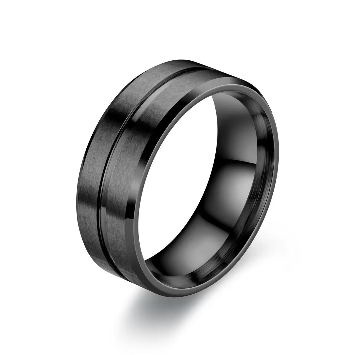 Bague en acier titane noir