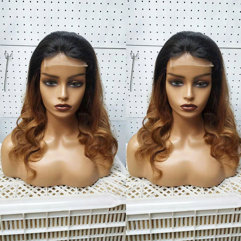 Ombre 1B 27 Body Wave 4x4 spetsperuk Brasilianska människohårperuker