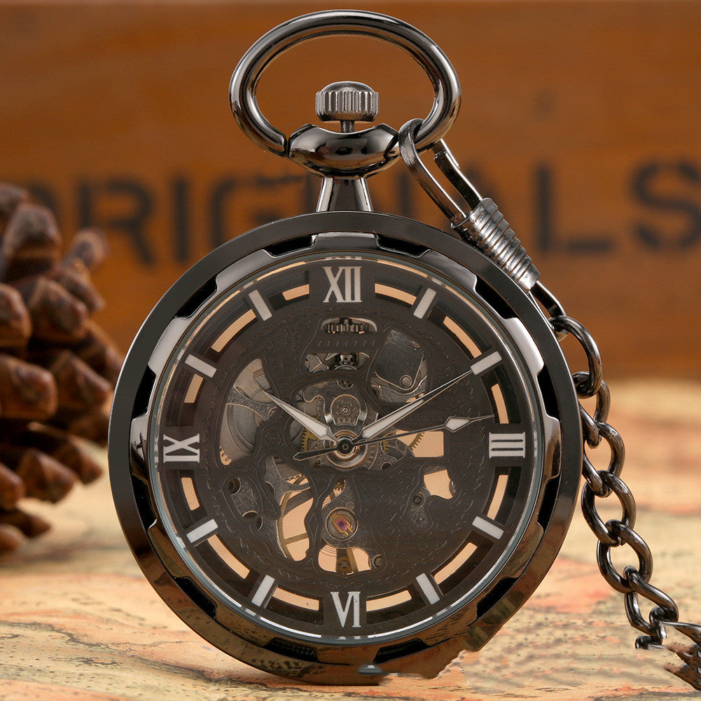 Men's Retro Skeleton Casual Simple Mechanical Pocket Watch - Nostalgic Elegant Timeless Sophisticated Masculine