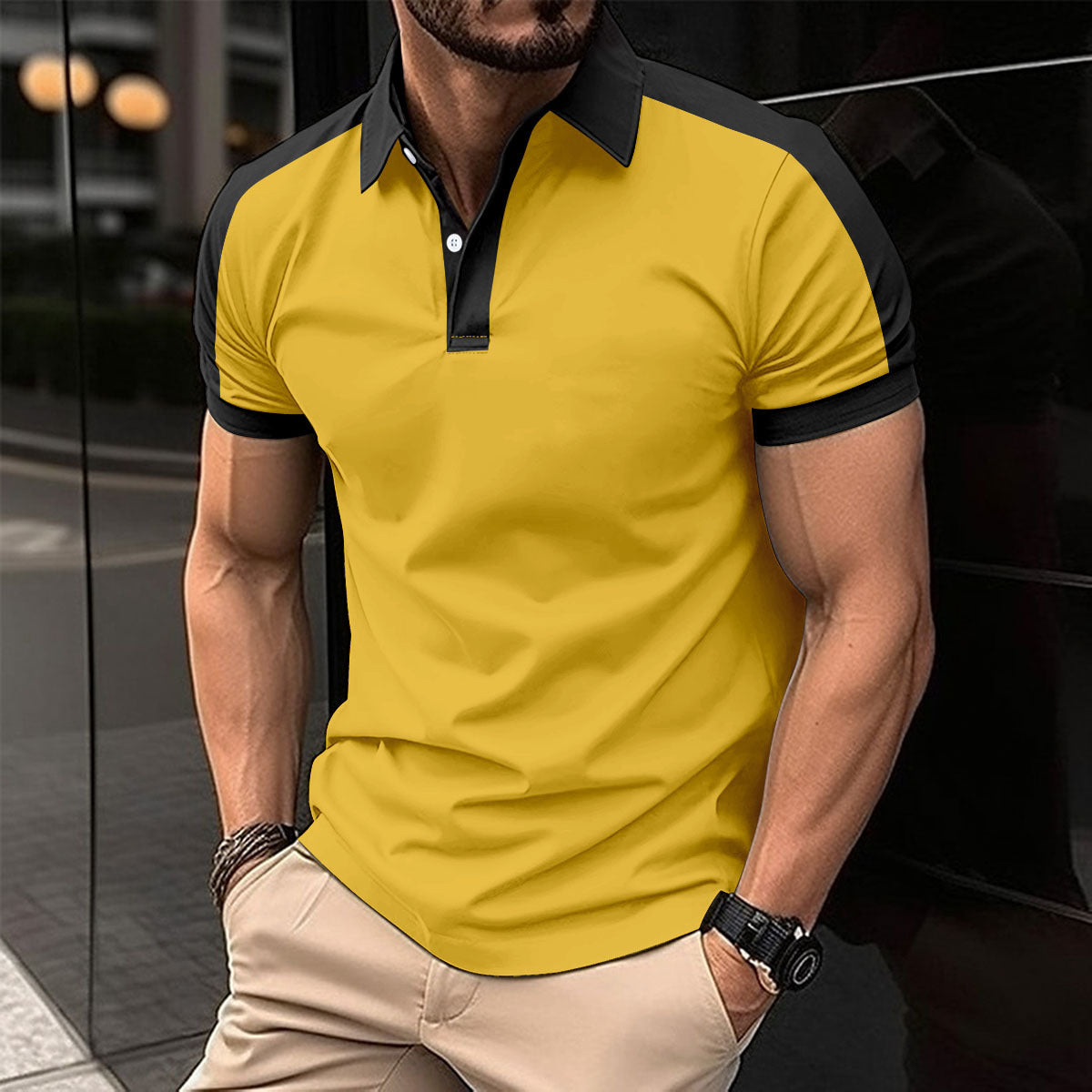 Herr Kortärmad Business-skjorta Sommar Casual Poloshirts