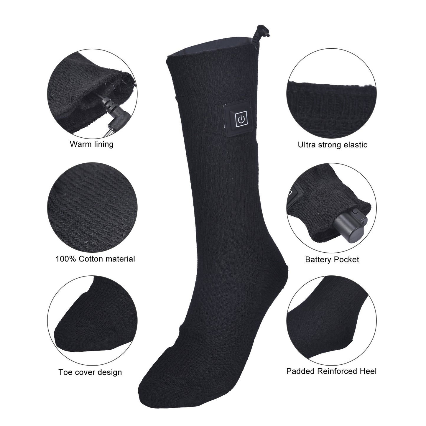 Electric Heated Socks - Rechargeable Foot Warmers with Battery Pack