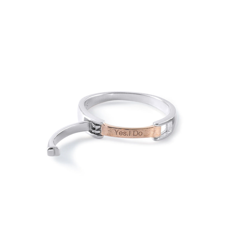 Silver Par Ringar Män och Kvinnor Par Flip Öppna och Stäng