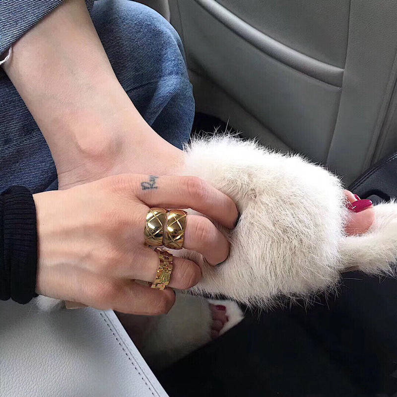 Randig Rhombus Ring Ringar breda män och kvinnor
