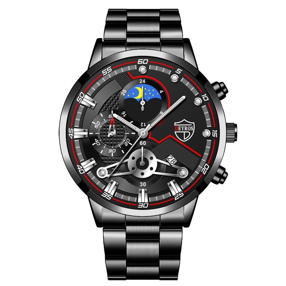 Mode Herr Kalender Armbandsur Affärs Quartz Klocka Studentklocka