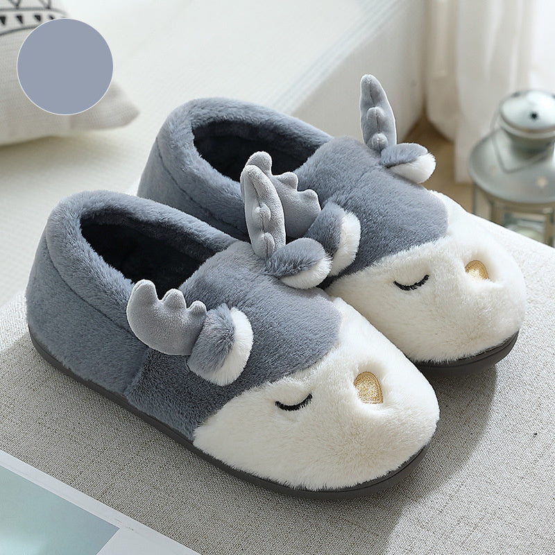 Christmas Elk Plush Slippers - Winter Holiday Shoes - Festive Collection