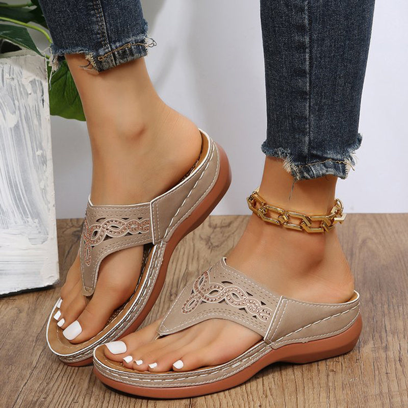 Women's Rhinestone Clip Toe Wedge Sandals