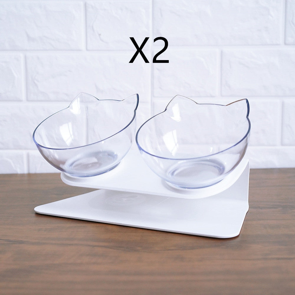 Cat Double Bowl - Elevated 15° Tilted Design for Neck Protection